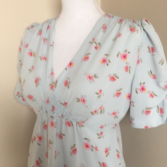 Topshop Baby Blue Floral Tea Dress - Picture 7 of 8